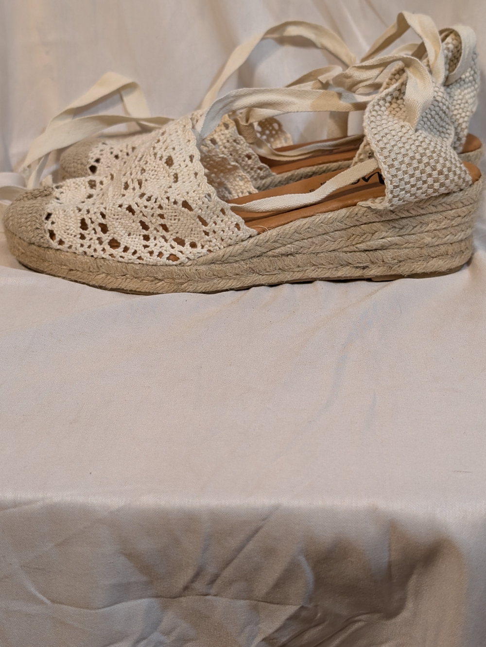 Woven Crochet Espadrille Ankle-Tie Wedge - Made In Spain - Picture 4 of 9